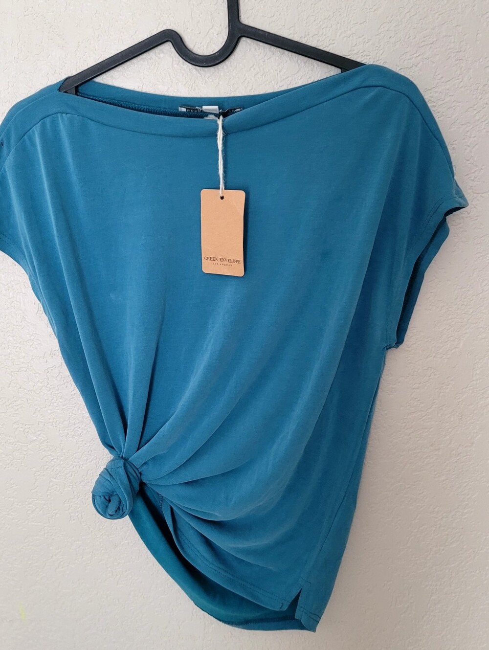 Green Envelope Women's Teal Knot-Front Top